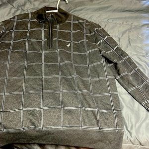 Nautica Fleece Pullover Zip Front Long Sleeve Gray Shirt Mens Size XL.